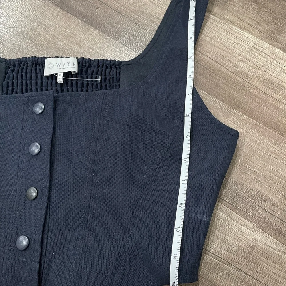 WAYF crop top navy blue Cora Snap front button top corset Dollskill free people - Picture 11 of 15